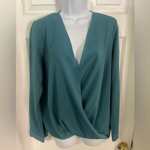 BCBGeneration Teal Draped Blouse